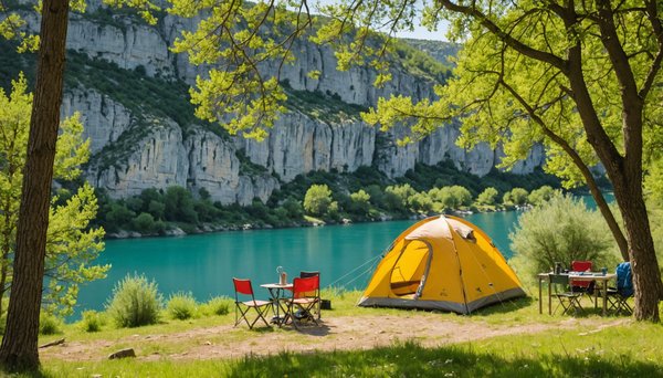 Les paysages naturels de l'ardèche au printemps avec le camping le pommier